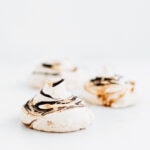 chocolate and caramel swirled meringues