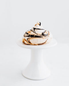 chocolate and caramel swirled meringues