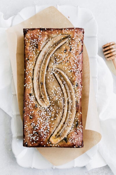 banana bread, tahini, chocolate