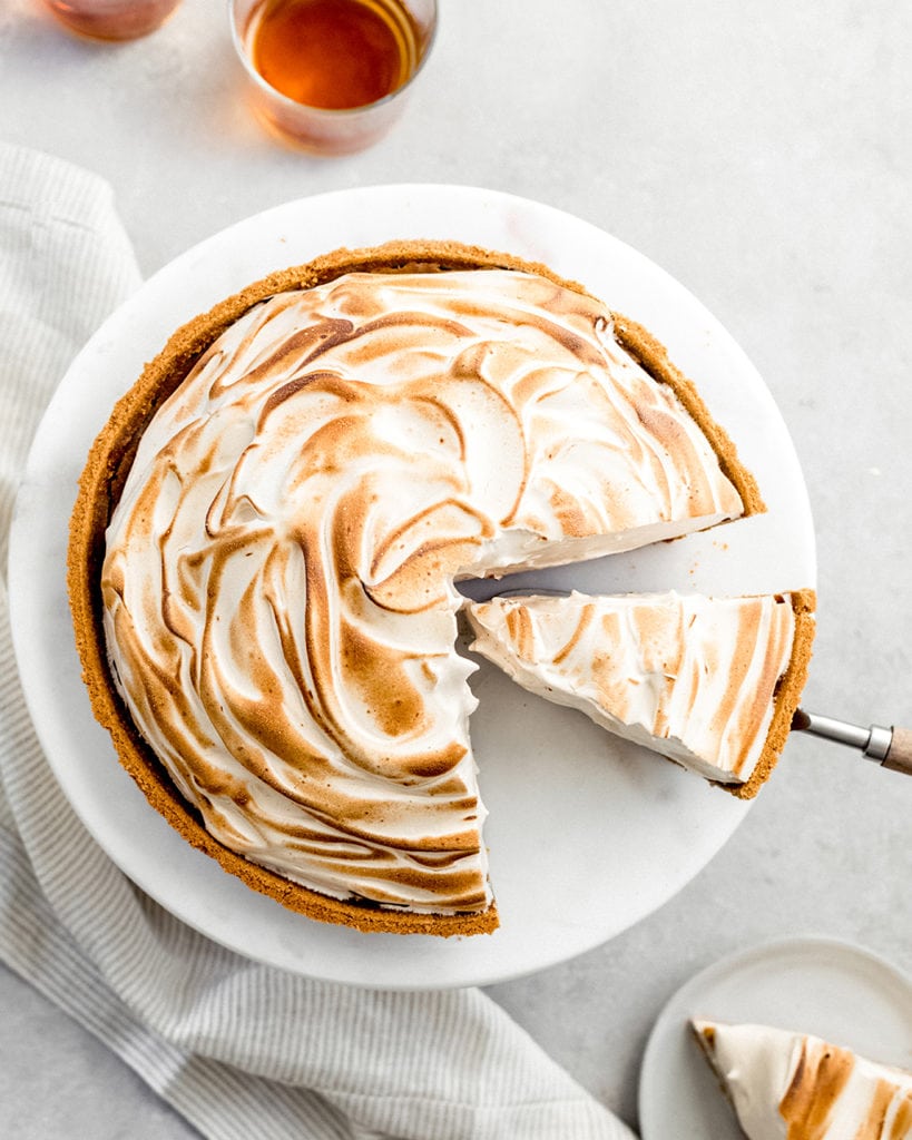 double layer pumpkin cheesecake with meringue