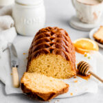 Soft and velvety orange pound cake made with freshly squeeze orange juice and zest. Perfect for a morning snack or brunch dessert.