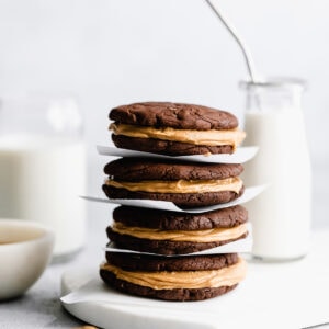 brownie cookie sandwich with peanut butter