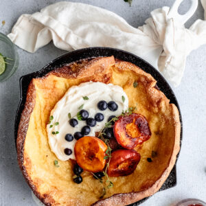 dutch baby with caramelized peaches