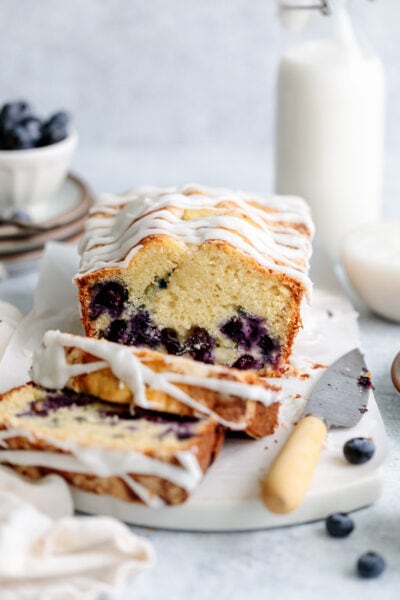 blueberry streusel quick bread slices