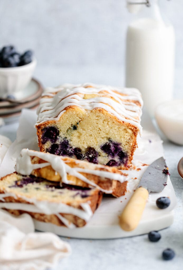 blueberry streusel quick bread slices