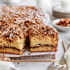 closeup maple pecan coffee cake