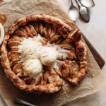 Puff pastry apple galette with ice cream