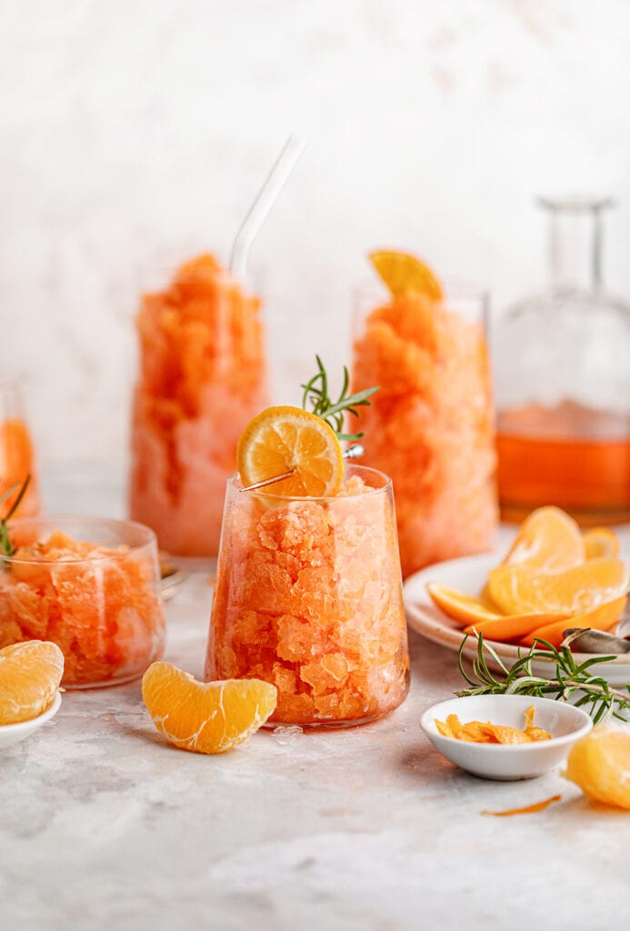 Sweet and citrusy Minneola Aperol Granita is the perfect refreshing drink on a hot summer day!