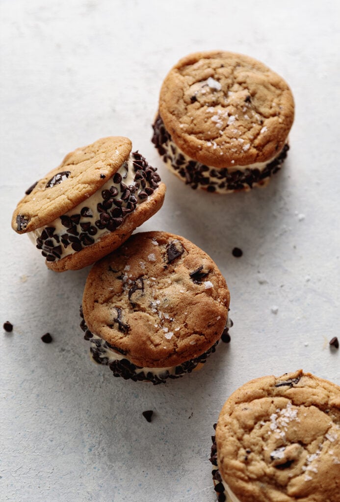 Vegan Chocolate Chip Cookie Ice Cream Sandwiches - Yoga of Cooking