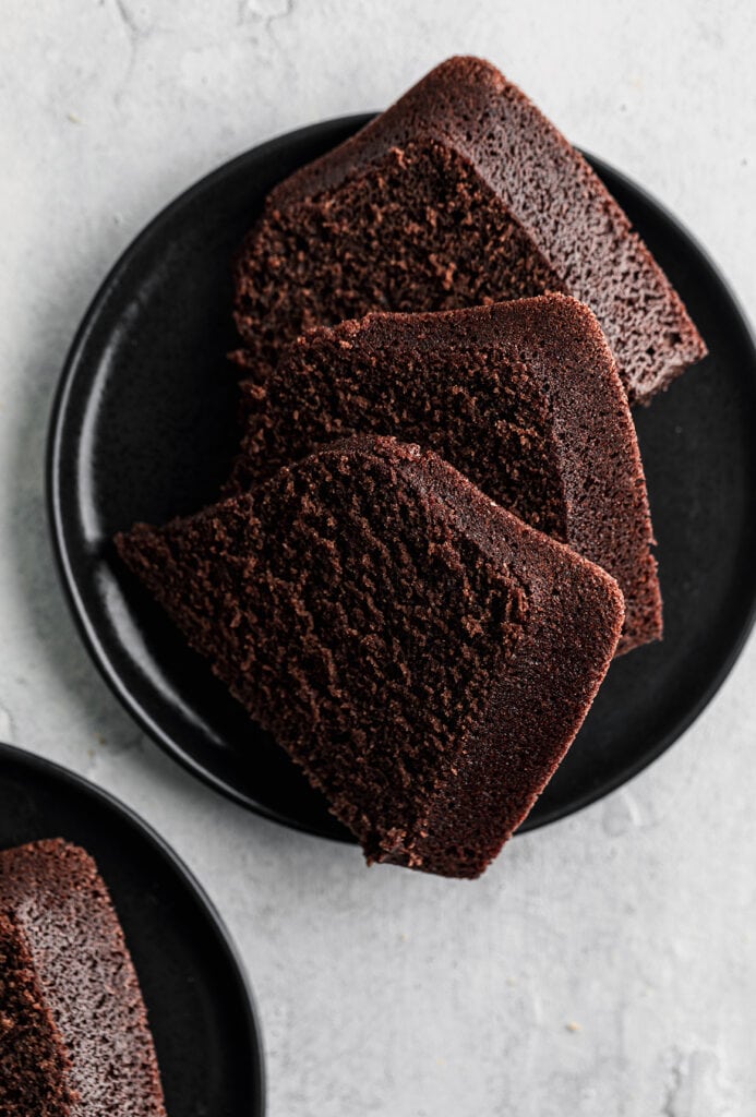 chocolate olive oil cake slices