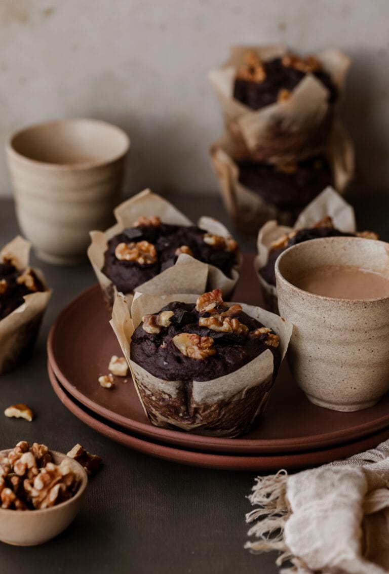 vegan chocolate banana muffins