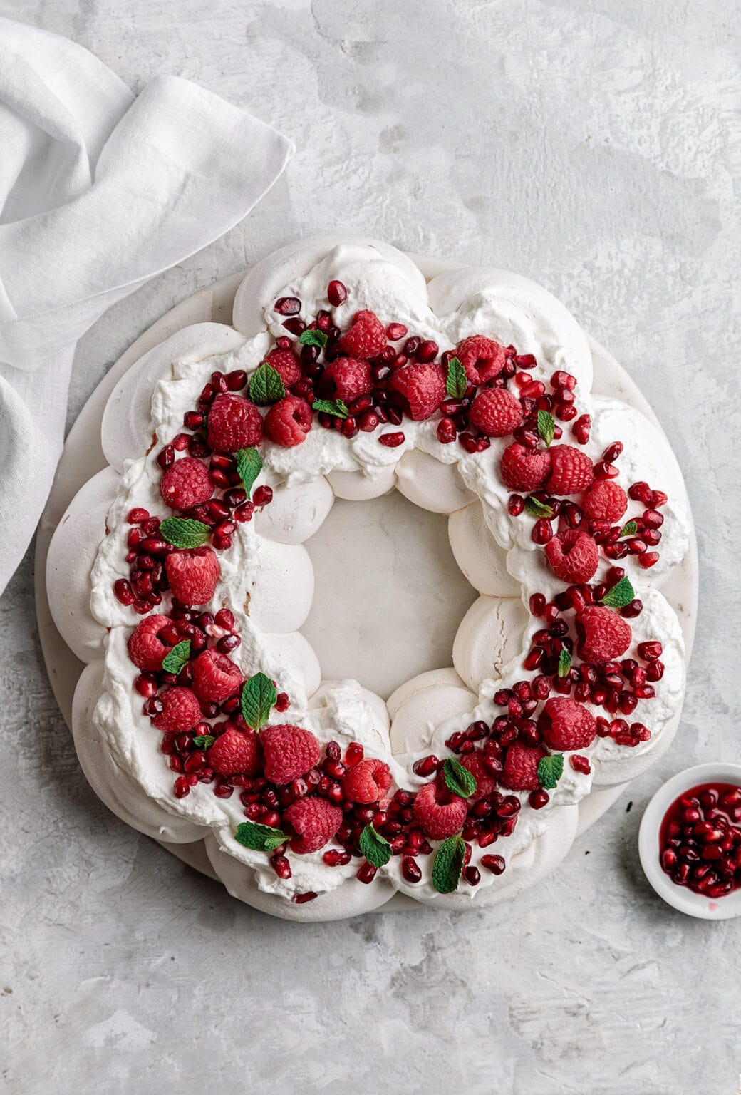 Pavlova Wreath with Almond Cream & Raspberries - Yoga of Cooking