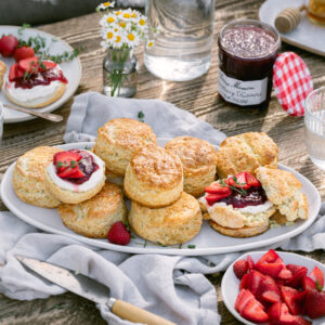 strawberry shortcakes with whipped labneh and preserves