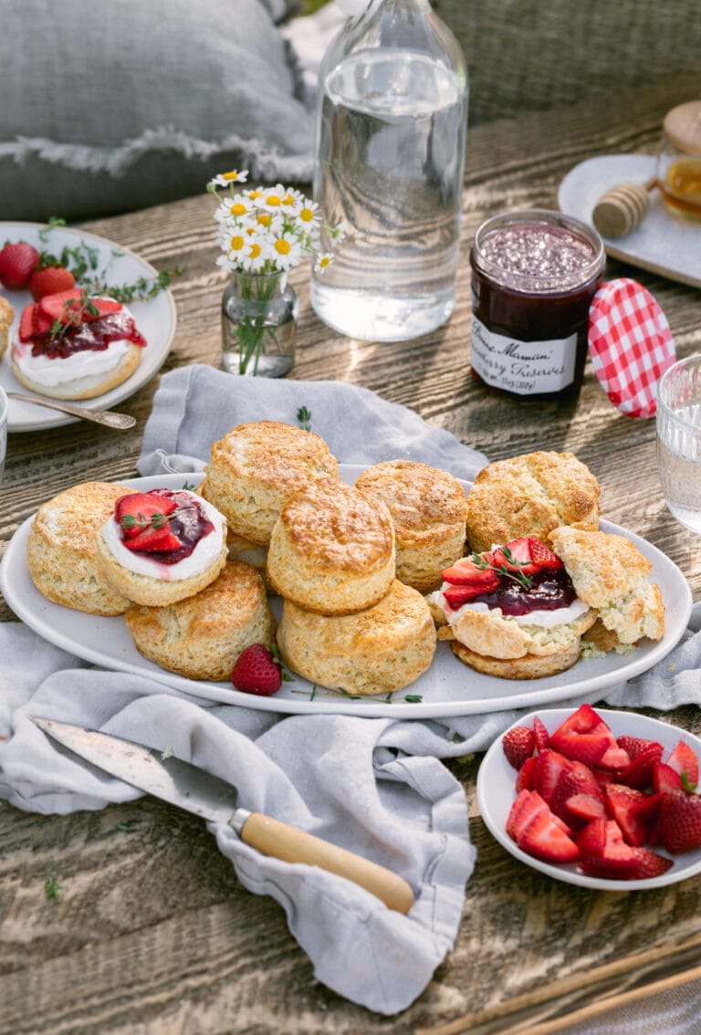 strawberry shortcakes with whipped labneh and preserves