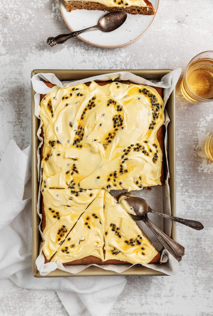 Peanut Butter Banana Cake with Passion Fruit Frosting Yoga of Cooking