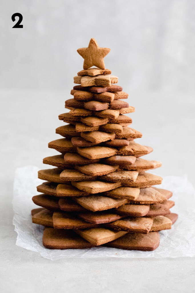 instructions to make a cookie tree: bake cookies, cool, test  assemble the cookie tree before piping buttercream.