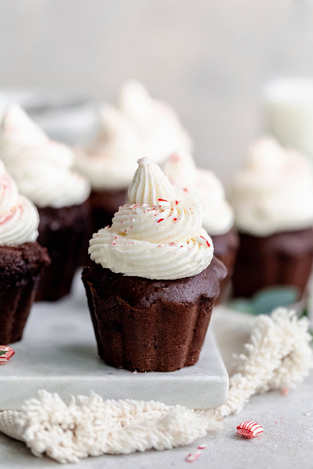 These Mexican Hot Chocolate Cupcakes are soft, moist and tender. They're infused with warm spices like cinnamon and cayenne pepper, and topped with sweet peppermint frosting for the perfect flavor balance. 